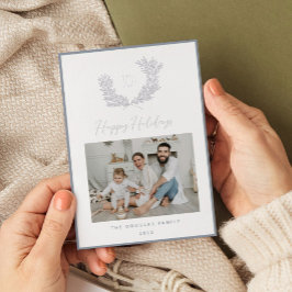 クラシック シルバー ブルーとホワイト モノグラム クレスト フォト 箔シーズンカード