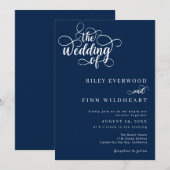 クラシック シンプル カリグラフィー ウェディング 招待状 (正面/裏面)