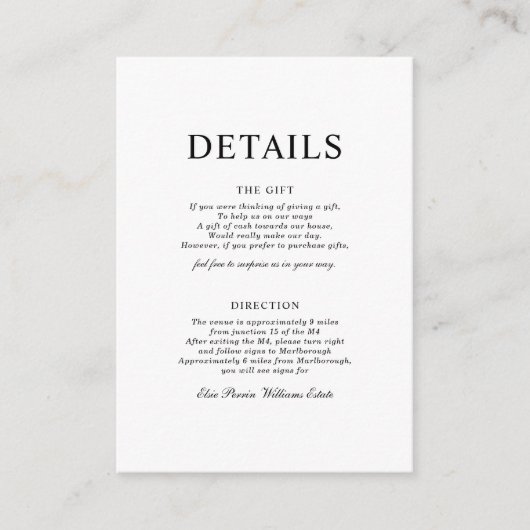 クラシック シンプル ミニマリスト 受付 封筒 カード (正面)