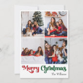 クラシック シンプル メリークリスマス 垂直 4 枚の写真 シーズンカード (正面)