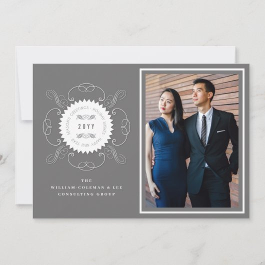 クラシック シーズン グリーティング シール 写真 ビジネス シーズンカード (正面)