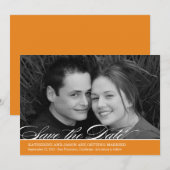 クラシック スクリプト フォト セーブ・ザ・デート - オレンジ (正面/裏面)