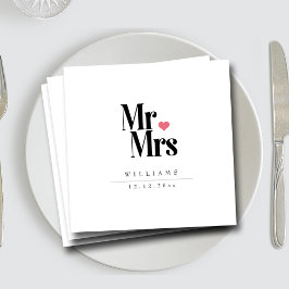 クラシック・スタッキング・セリフ Mr & Mrs ウェディング スタンダードカクテルナプキン