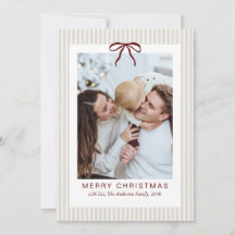 クラシック ストライプ レッド ボウ フレーム クリスマス 写真 