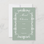 クラシック セージグリーン 華麗なフレームの結婚式 出欠カード (裏面)