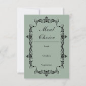 クラシック セージグリーン 華麗なフレームの結婚式 出欠カード (裏面)