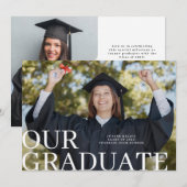 クラシック タイポグラフィー 2 フォト 卒業生発表 招待状 (正面/裏面)