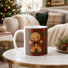 クラシック タータンジンジャーブレッド メリークリスマス ファミリー コーヒーマグカップ