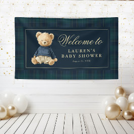 クラシック タータン ポロベア ベビーシャワー ウェルカム 横断幕