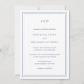 クラシック ダスティーブルー エレガント ウェディング 招待状 (正面)