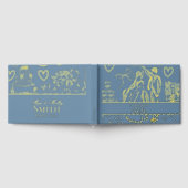 クラシック ダスティーブルー 手描き ウェディング スケッチ アート ゲストブック (全面)