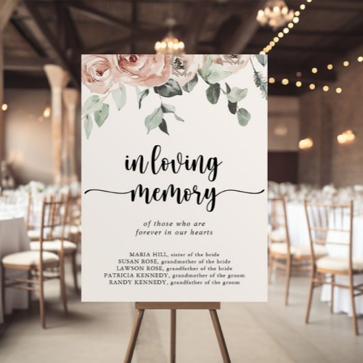 クラシック ダスティ ピンク ローズ イン ラビング メモリー サイン