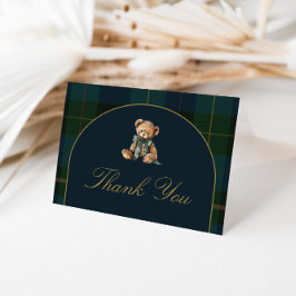 クラシック ダークグリーン+ブルー プリント Thank You カード