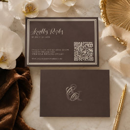 クラシック ダークブラウン オールドマネー ウェディング 出欠カード
