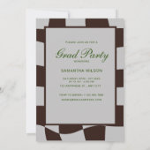 クラシック チェック柄 レトロ ユニーク 卒業パーティー 招待状 (裏面)