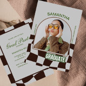 クラシック チェック柄 レトロ ユニーク 卒業パーティー 招待状