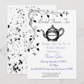 クラシック ティーポット プリティ フローラル ヴィネ ブライダル シャワー 招待状 (正面/裏面)