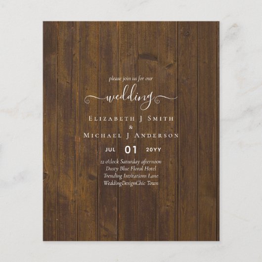 クラシック テキストのみ ミニマル おしゃれな 格安 ウェディング チラシ (正面)