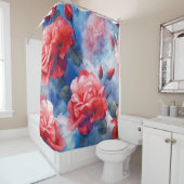 クラシック – ディヴァインメモリーズピンク&レッドローズ シャワーカーテン (インサイチュ)
