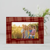 クラシック ディープレッド シンプル プライド フレーム 箔シーズンカード (立ち正面)