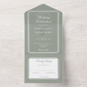 クラシック デコ サージュグリーン モノグラム ウェディング オールインワン招待状 (内側)