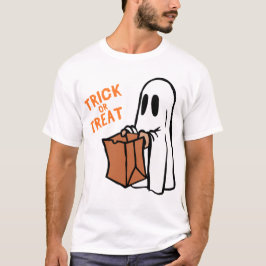 クラシック・トリック・オア・トリートの幽霊の漫画グラフィック Tシャツ