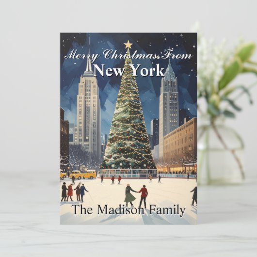 クラシック ニューヨークシティ クリスマスツリー ファミリー シーズンカード (スタンド正面)