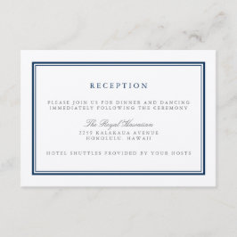 クラシック ネイビーとホワイトの結婚式の披露宴 エンクロージャーカード