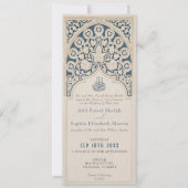 クラシック ネイビーブルー イスラムレース ウェディング招待状 招待状 (正面)