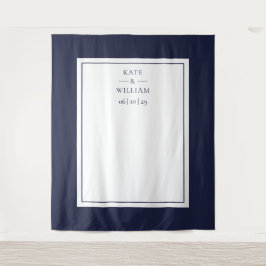クラシック ネイビーブルー ウェディング フォトブース バックドロップ タペストリー