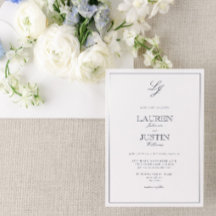 クラシック ネイビーブルー カリグラフィー モノグラム ウェディング