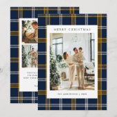 クラシック ネイビーブルー プラッド クリスマス 5枚 写真入り (正面/裏面)
