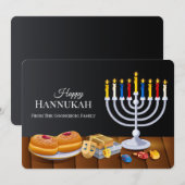 クラシック ハッピー ハヌカ メノーラ スフガニヨット ドレイデル シーズンカード (正面/裏面)