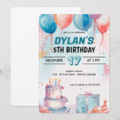 クラシック ハッピー バースデー パーティー デジタル インビテーション (正面/裏面)