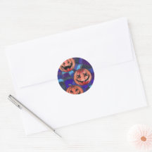 クラシック ハロウィン かぼちゃ クモの巣 ラウンド