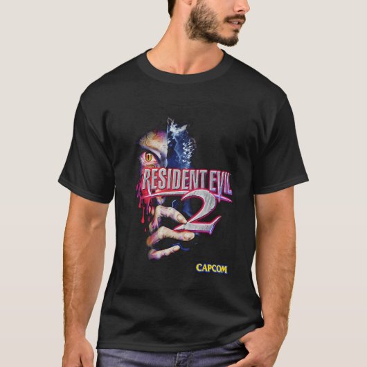 クラシック バイオハザード2 ゾンビの目 アイコニック レトロ コ Tシャツ (正面)