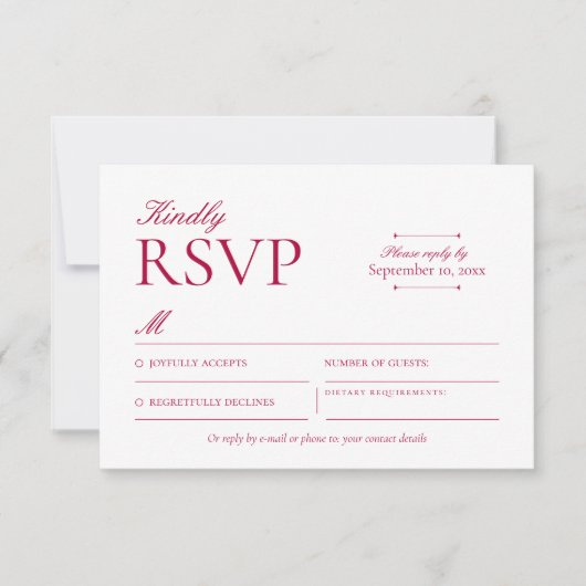 クラシック バーガンディー RSVP カード (正面)