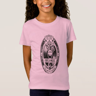 クラシック・ビニール&ミュージック・ヴィンテージ・レトロ・ガールズTシャツ Tシャツ