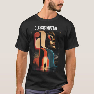 クラシック ビンテージ レトロ 抽象 グラフィック Tシャツ