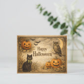 クラシック ビンテージ 秋の収穫 ハロウィン シーズンポストカード (スタンド正面)