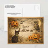 クラシック ビンテージ 秋の収穫 ハロウィン シーズンポストカード (正面/裏面)