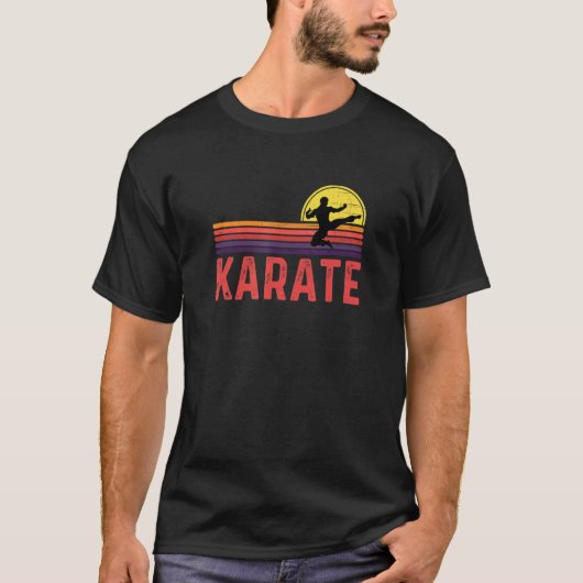 クラシック ビンテージ 空手 武道 レトロ 日没 デザイン Tシャツ (正面)