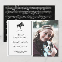 クラシック ピアノ 白 バーチャル リサイタル フォト 招待状