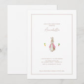 クラシック ピンク ピーターうさぎ ビアトリックス ベビーシャワー 招待状 (正面/裏面)