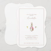 クラシック ピンク ピーターうさぎ ビアトリックス ベビーシャワー 招待状 (正面/裏面)