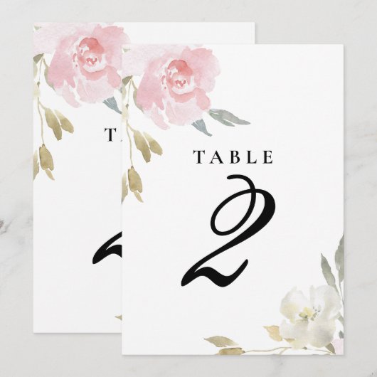クラシック ピンク フラワーズ ウェディング テーブル ナンバー 招待状 (正面/裏面)