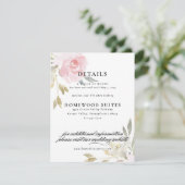 クラシック ピンク フラワー ウェディング ゲストインフォメーションカード 招待状 (スタンド正面)
