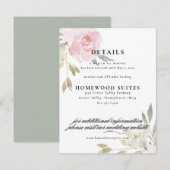 クラシック ピンク フラワー ウェディング ゲストインフォメーションカード 招待状 (正面/裏面)