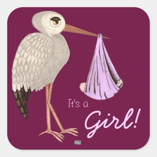 クラシック(ピンク) (ベビーシャワー) スクエアシール (正面)