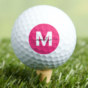 クラシック ピンク モノグラム 名前イニシャル ゴルフボール